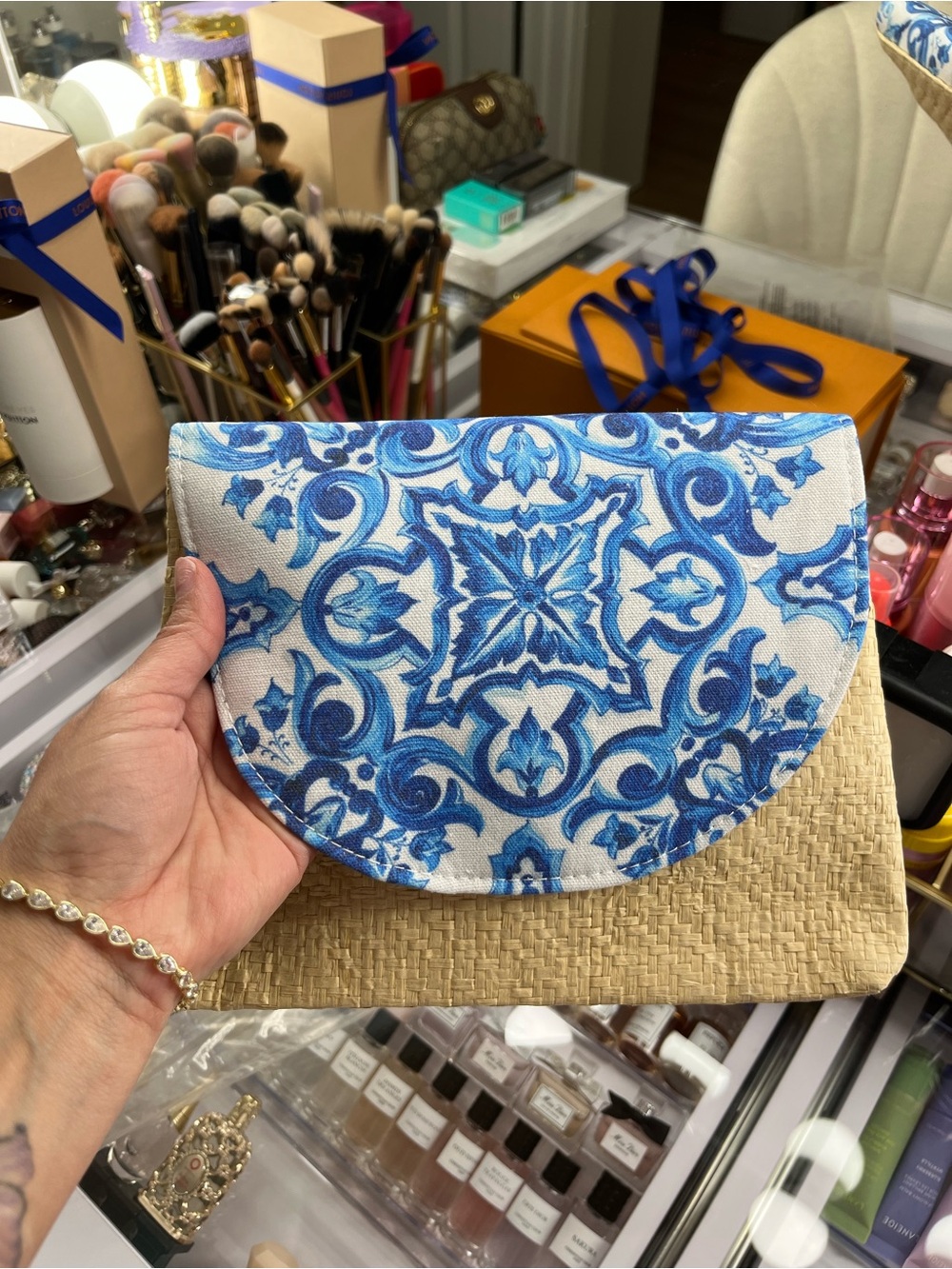 Blue Patterned Dolce & Gabbana Light Blue Clutch Bag